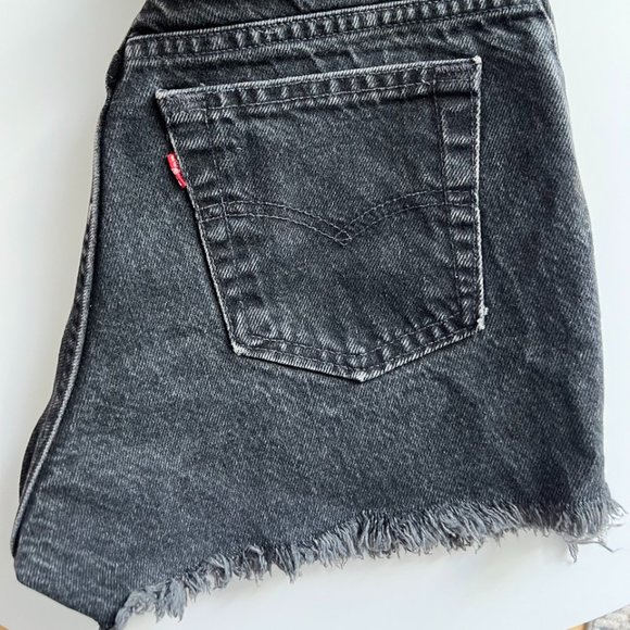 Vintage 1990s Faded Black Levi's Denim Jean Shorts - Picture 3 of 8